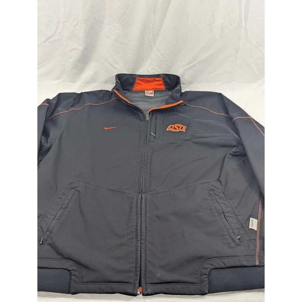 Oklahoma State Jacket XXL Vintage Nike Team Full Zip‎ Up Windbreaker Coat Faded
